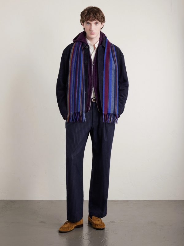 Fringed Striped Wool Scarf - OU Fringed Striped Wool Scarf - OU
