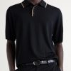 Stripe-Trimmed Merino Wool Polo Shirt - FR Stripe-Trimmed Merino Wool Polo Shirt - FR