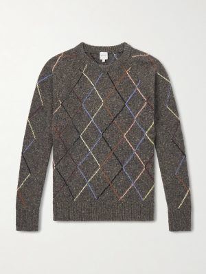 Argyle Wool and Cotton-Blend Sweater Argyle Wool and Cotton-Blend Sweater