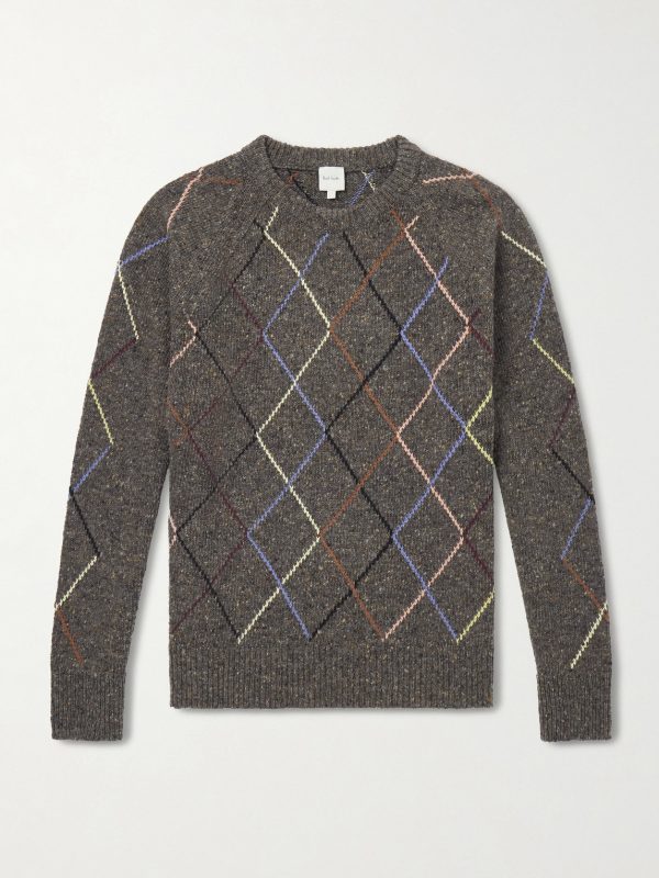 Argyle Wool and Cotton-Blend Sweater Argyle Wool and Cotton-Blend Sweater