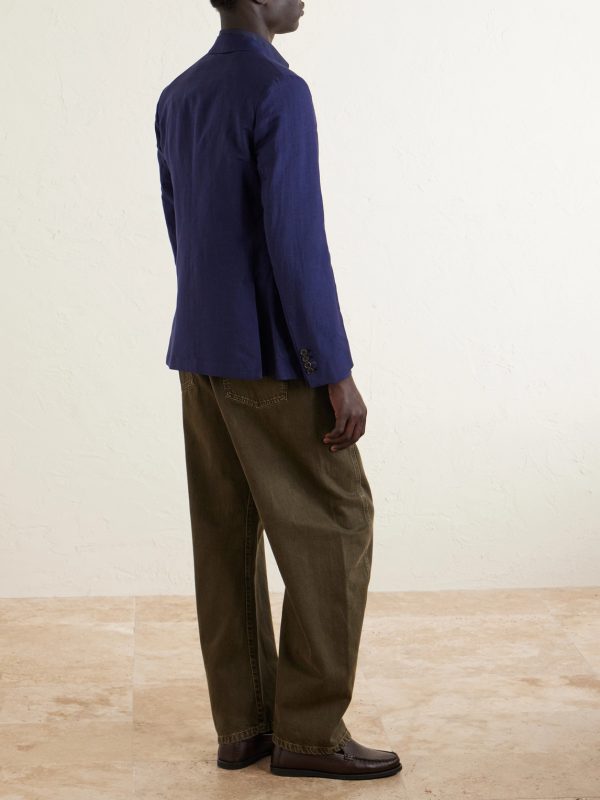 Double-Breasted Wool and Linen-Blend Blazer - BK