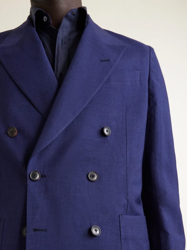 Double-Breasted Wool and Linen-Blend Blazer - E2