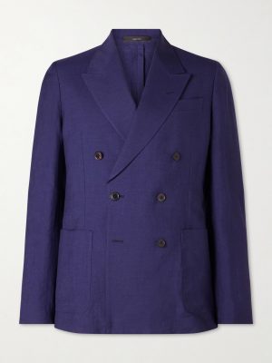 Double-Breasted Wool and Linen-Blend Blazer Double-Breasted Wool and Linen-Blend Blazer