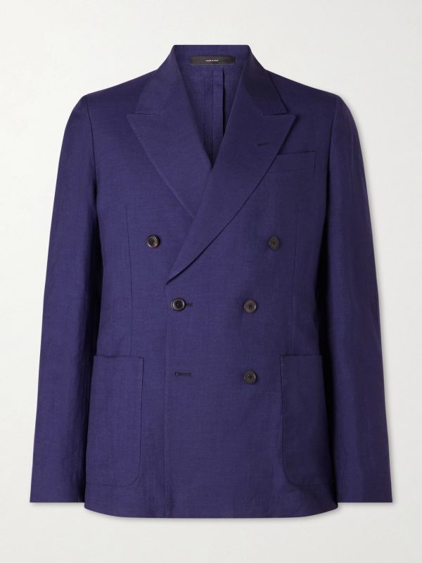 Double-Breasted Wool and Linen-Blend Blazer