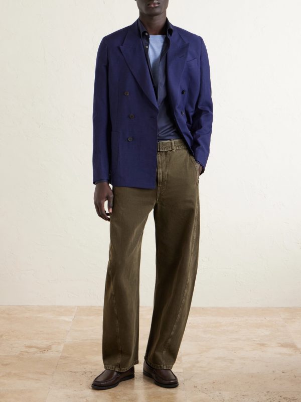 Double-Breasted Wool and Linen-Blend Blazer - OU