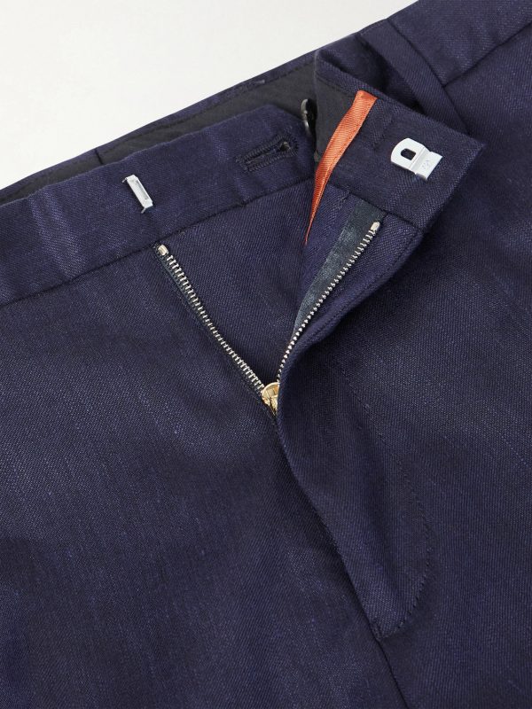 Slim-Fit Straight-Leg Stretch Linen and Wool-Blend Trousers - E1 Slim-Fit Straight-Leg Stretch Linen and Wool-Blend Trousers - E1