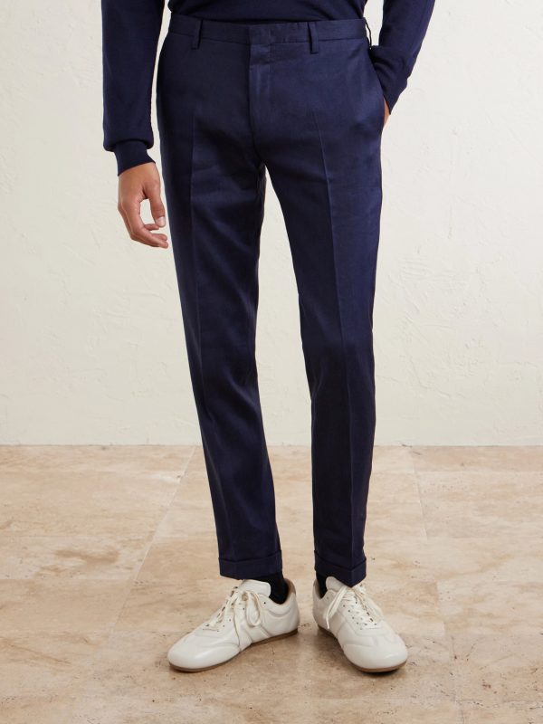 Slim-Fit Straight-Leg Stretch Linen and Wool-Blend Trousers - FR Slim-Fit Straight-Leg Stretch Linen and Wool-Blend Trousers - FR