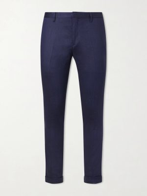 Slim-Fit Straight-Leg Stretch Linen and Wool-Blend Trousers Slim-Fit Straight-Leg Stretch Linen and Wool-Blend Trousers