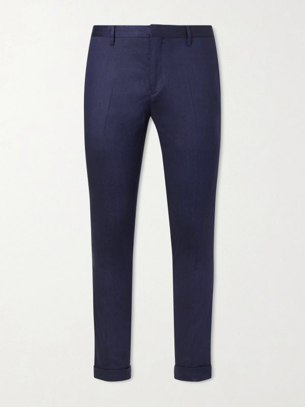 Slim-Fit Straight-Leg Stretch Linen and Wool-Blend Trousers Slim-Fit Straight-Leg Stretch Linen and Wool-Blend Trousers