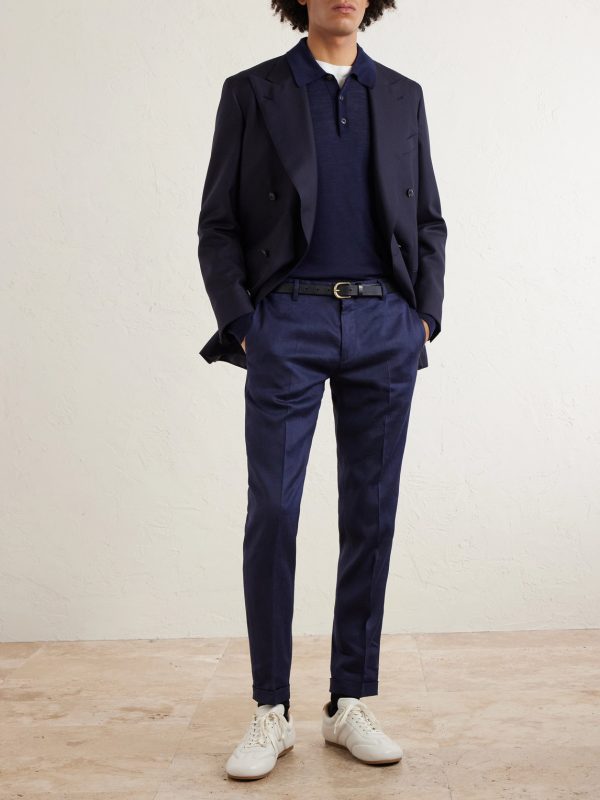 Slim-Fit Straight-Leg Stretch Linen and Wool-Blend Trousers - OU Slim-Fit Straight-Leg Stretch Linen and Wool-Blend Trousers - OU