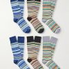 Six-Pack Striped Cotton-Blend Socks Six-Pack Striped Cotton-Blend Socks