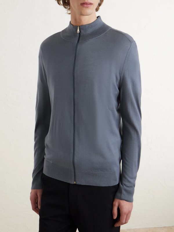 Merino Wool Zip-Up Cardigan - FR