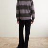 Striped Wool Polo Sweater - BK Striped Wool Polo Sweater - BK