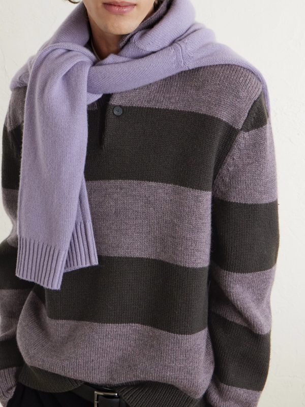 Striped Wool Polo Sweater - CU Striped Wool Polo Sweater - CU