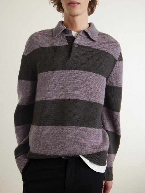 Striped Wool Polo Sweater - FR Striped Wool Polo Sweater - FR