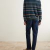 Striped Merino Wool Polo Sweater - BK Striped Merino Wool Polo Sweater - BK