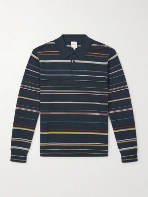 Striped Merino Wool Polo Sweater