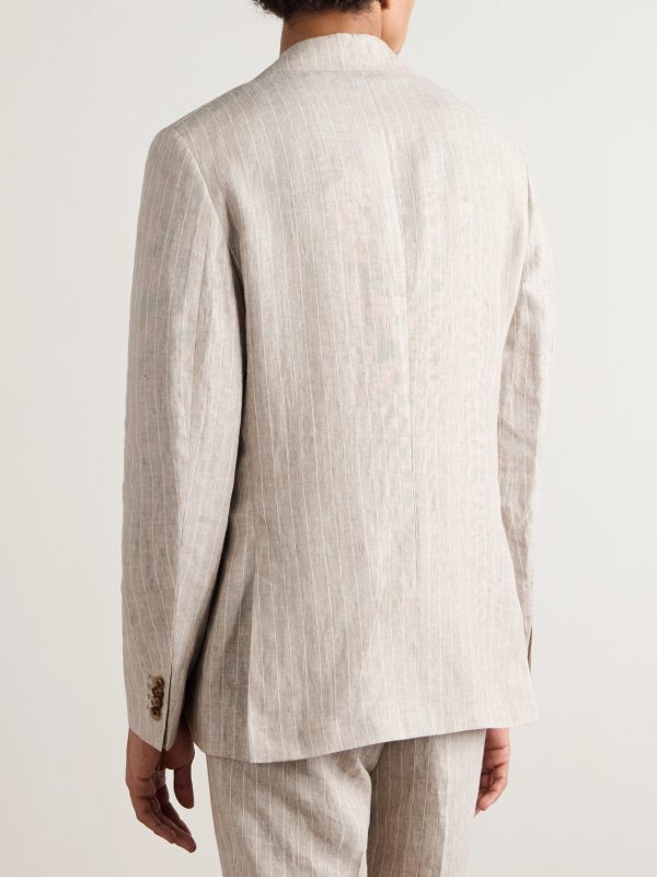 Striped Linen Suit Jacket - BK Striped Linen Suit Jacket - BK