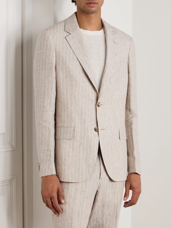 Striped Linen Suit Jacket - FR Striped Linen Suit Jacket - FR