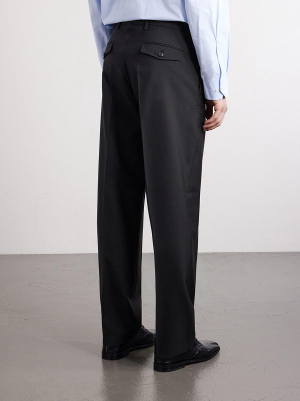 Formal Straight-Leg Pleated Wool Suit Trousers - BK Formal Straight-Leg Pleated Wool Suit Trousers - BK