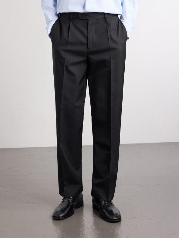 Formal Straight-Leg Pleated Wool Suit Trousers - FR Formal Straight-Leg Pleated Wool Suit Trousers - FR