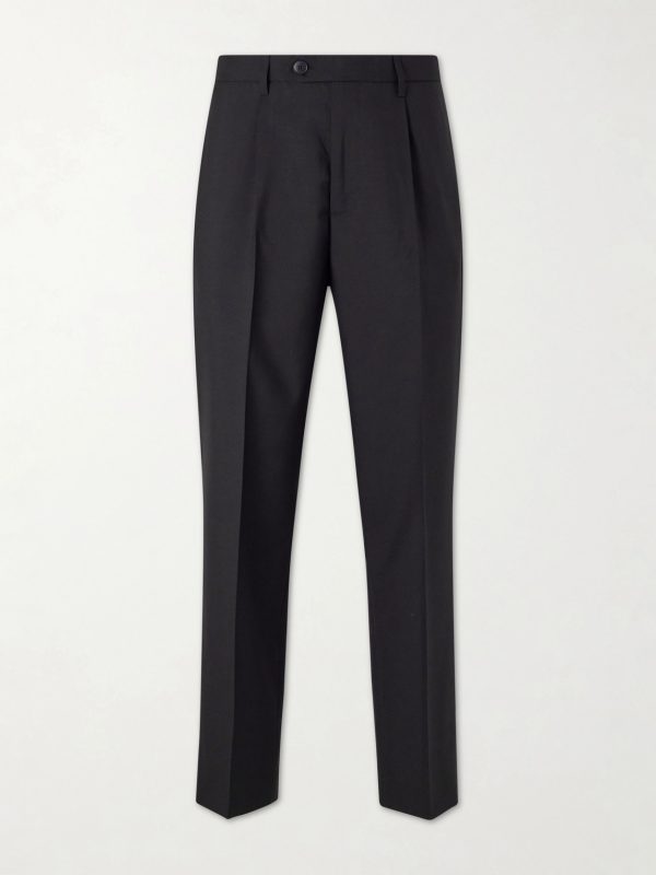 Formal Straight-Leg Pleated Wool Suit Trousers Formal Straight-Leg Pleated Wool Suit Trousers