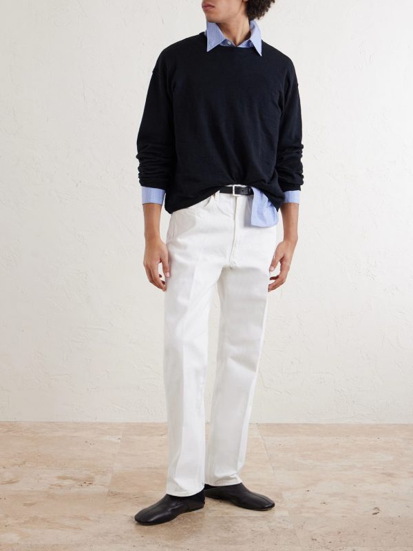 Companion Cropped Cotton and Linen-Blend Sweater - OU Companion Cropped Cotton and Linen-Blend Sweater - OU