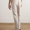 James Straight-Leg Striped Linen Suit Trousers - BK James Straight-Leg Striped Linen Suit Trousers - BK