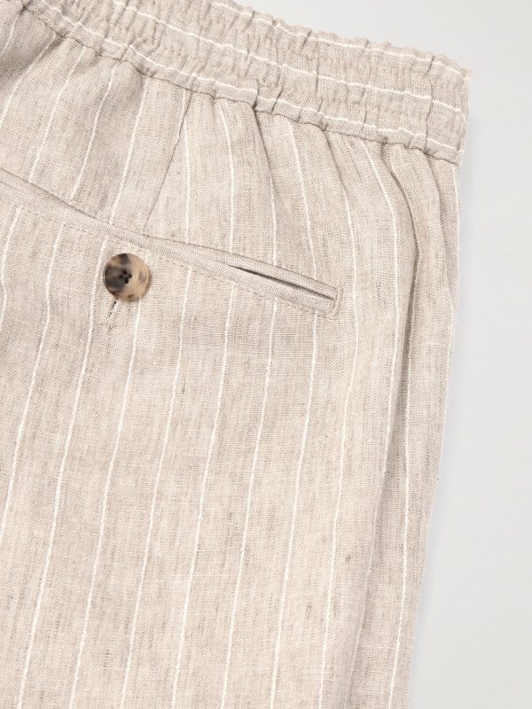 James Straight-Leg Striped Linen Suit Trousers - CU James Straight-Leg Striped Linen Suit Trousers - CU