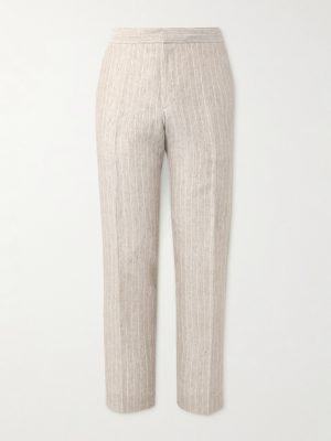 James Straight-Leg Striped Linen Suit Trousers James Straight-Leg Striped Linen Suit Trousers