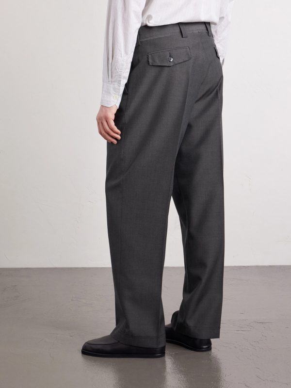 Straight-Leg Pleated Wool Trousers - BK Straight-Leg Pleated Wool Trousers - BK