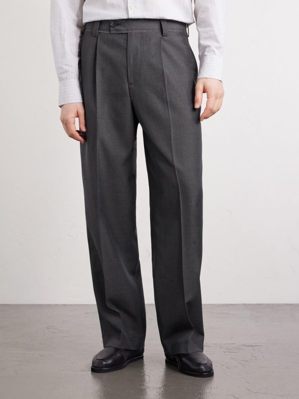 Straight-Leg Pleated Wool Trousers - FR Straight-Leg Pleated Wool Trousers - FR