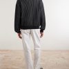 Formal Striped Ribbed Cotton Cardigan - BK Formal Striped Ribbed Cotton Cardigan - BK