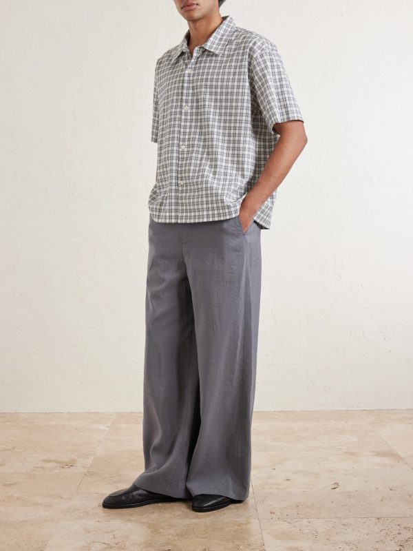 Holiday Checked Textured Cotton-Blend Shirt - OU Holiday Checked Textured Cotton-Blend Shirt - OU