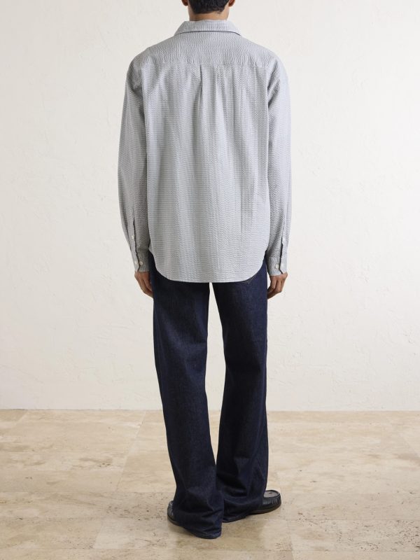 Executive Checked Cotton-Seersucker Shirt - BK Executive Checked Cotton-Seersucker Shirt - BK