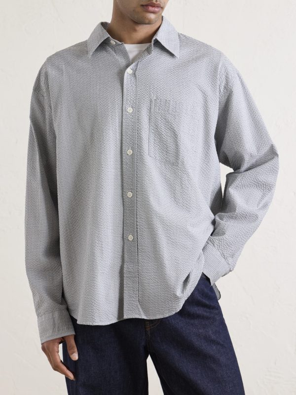 Executive Checked Cotton-Seersucker Shirt - FR Executive Checked Cotton-Seersucker Shirt - FR