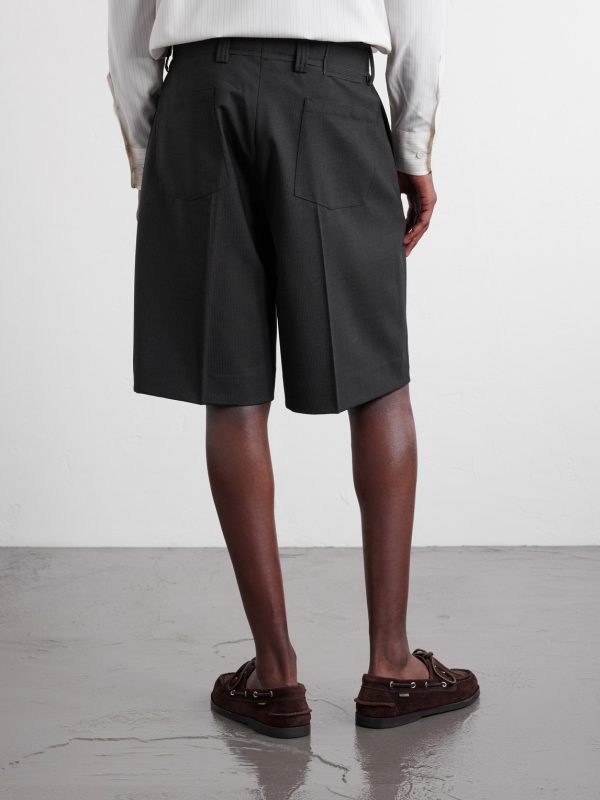 Straight-Leg Wool Shorts - BK Straight-Leg Wool Shorts - BK