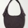 Eyelet Checked Cotton and Linen-Blend Canvas Shoulder Bag - BK