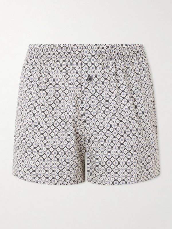Printed Cotton-Sateen Boxer Shorts - OU Printed Cotton-Sateen Boxer Shorts - OU