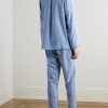 Camp-Collar Striped Woven Pyjama Set - BK Camp-Collar Striped Woven Pyjama Set - BK