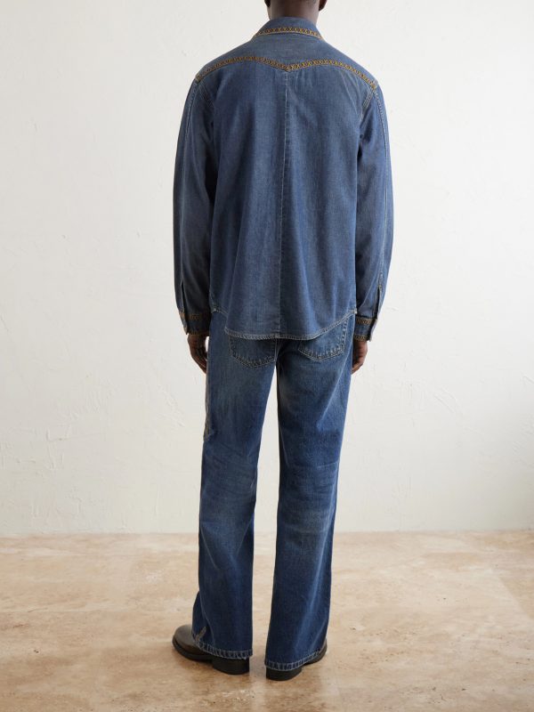 Tukutuku Embroidered Denim Shirt - BK Tukutuku Embroidered Denim Shirt - BK