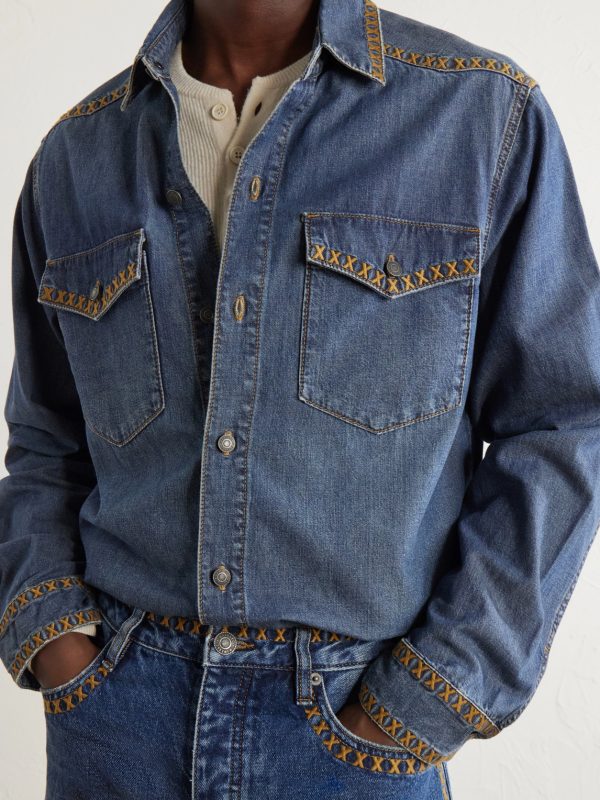 Tukutuku Embroidered Denim Shirt - CU Tukutuku Embroidered Denim Shirt - CU