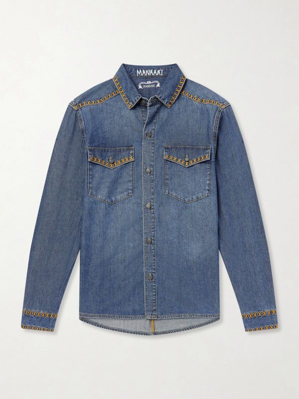 Tukutuku Embroidered Denim Shirt Tukutuku Embroidered Denim Shirt