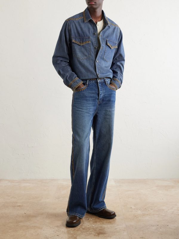 Tukutuku Embroidered Denim Shirt - OU Tukutuku Embroidered Denim Shirt - OU