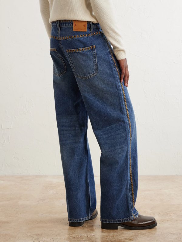 Tukutuku Straight-Leg Embroidered Organic Jeans - BK Tukutuku Straight-Leg Embroidered Organic Jeans - BK