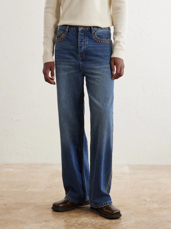 Tukutuku Straight-Leg Embroidered Organic Jeans - FR Tukutuku Straight-Leg Embroidered Organic Jeans - FR