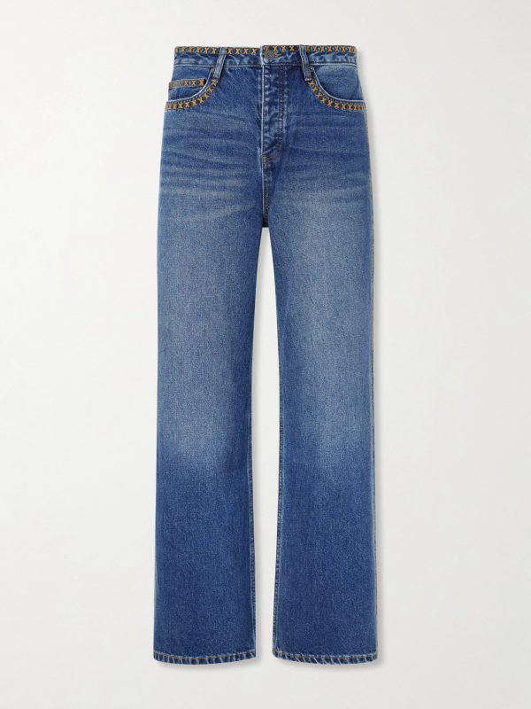 Tukutuku Straight-Leg Embroidered Organic Jeans Tukutuku Straight-Leg Embroidered Organic Jeans