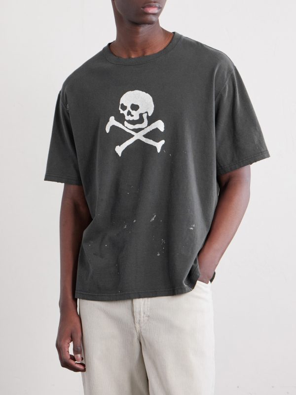 Vintage Fade Printed Paint-Splattered Cotton-Jersey T-Shirt - FR Vintage Fade Printed Paint-Splattered Cotton-Jersey T-Shirt - FR