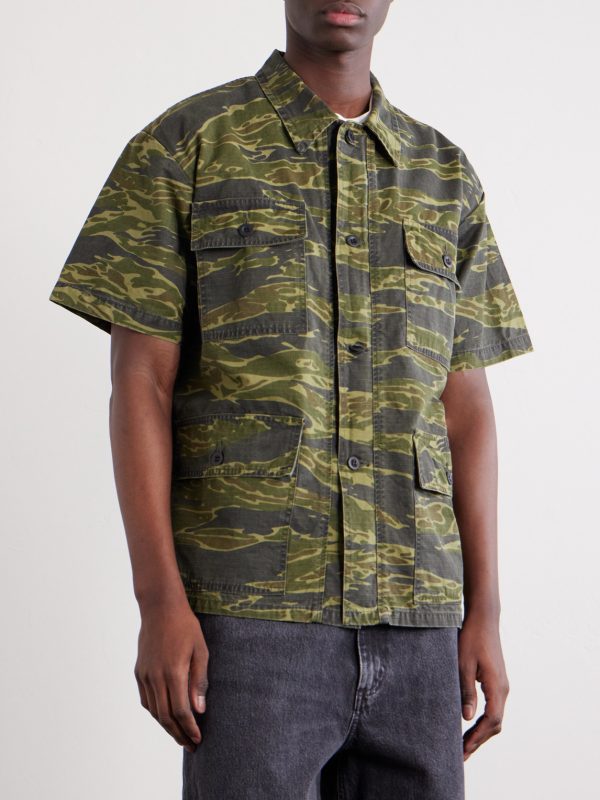 Camouflage-Print Cotton-Riptop Shirt - FR Camouflage-Print Cotton-Riptop Shirt - FR