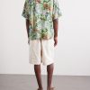 Camp-Collar Printed Voile Shirt - BK